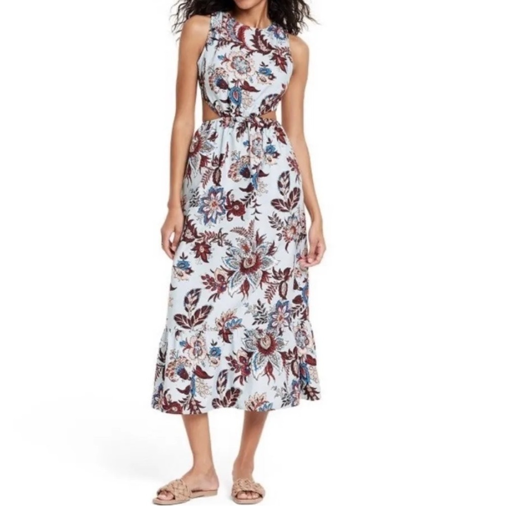 RHODE X Target Womens Large Leafy Print Cutout Midi Dress Medium - Picture 2 of 16